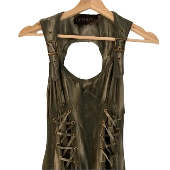 Lip Service Warbird Apocalyptic lace up mesh Gothic Dress - Picture 11 of 12